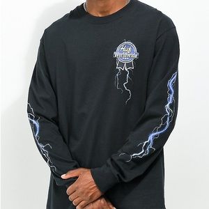 HUF x PBR Lightning Black Long Sleeve T-Shirt Size M